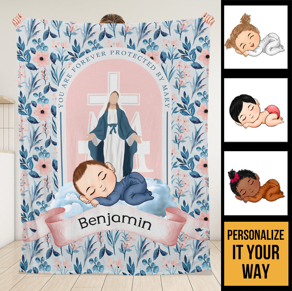 Geschützt durch Mary Babydecke - personalisierte Decke