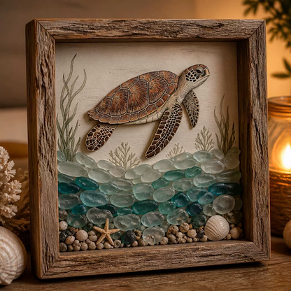 🔥💝Coastal Lighthouse Sea Glass Shadow Box Night Light