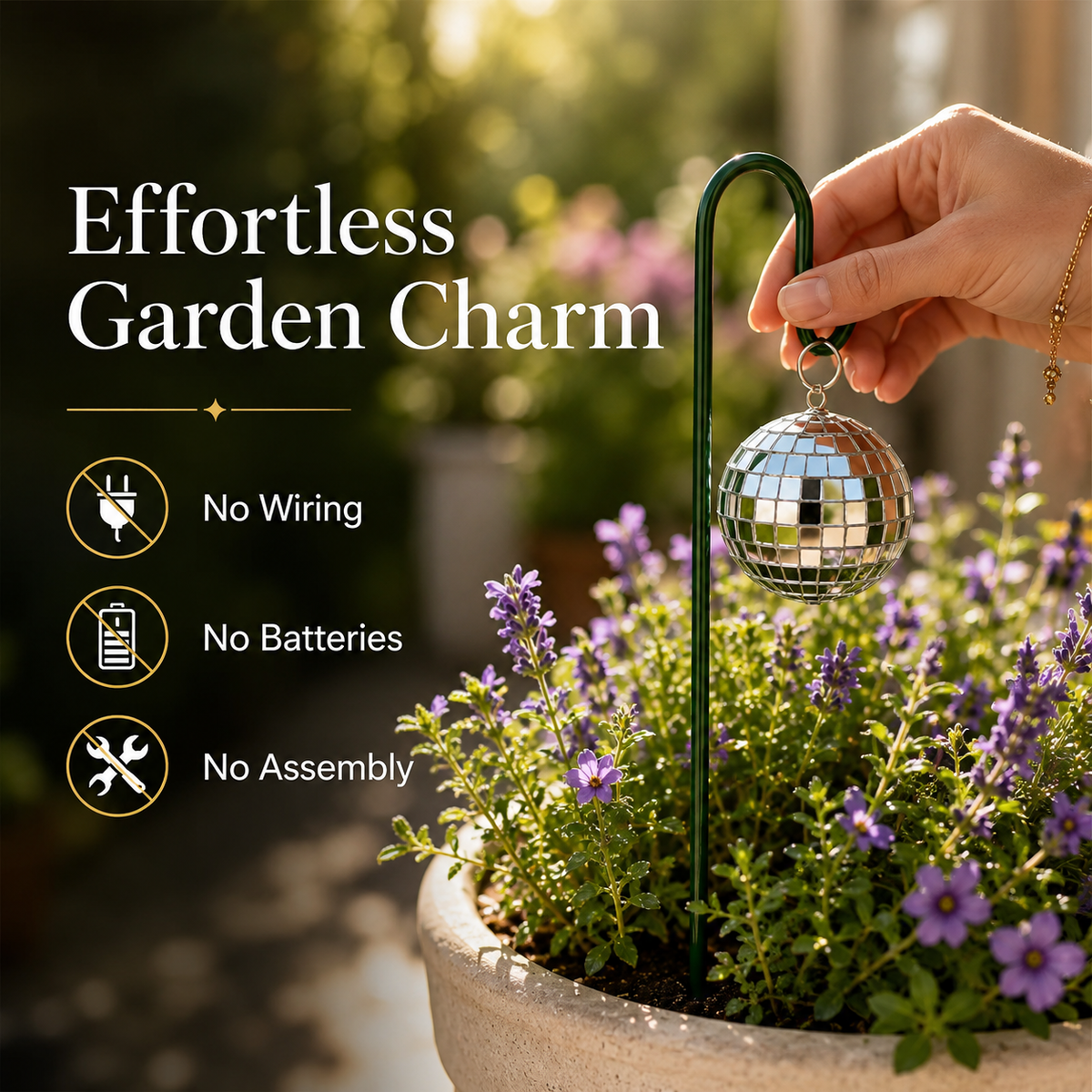 45% OFF🔥🪩Sparkling Disco Garden Stakes – Reflective Dancing Light Decor For Plants, Patio & Yard🏡
