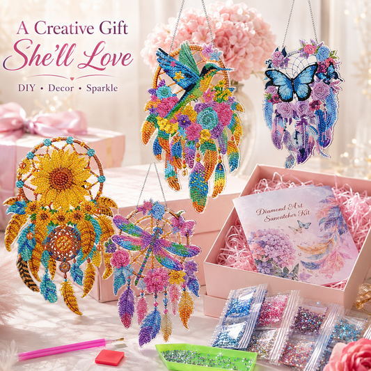 🦋DIY Crystal Dreamcatcher Suncatcher Kit - Sparkling Butterfly & Floral Hanging Window Decor