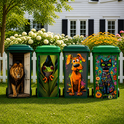 Outdoor Trash Can Sticker - Funny Animal Bin Decal For Yard & Garden Decor