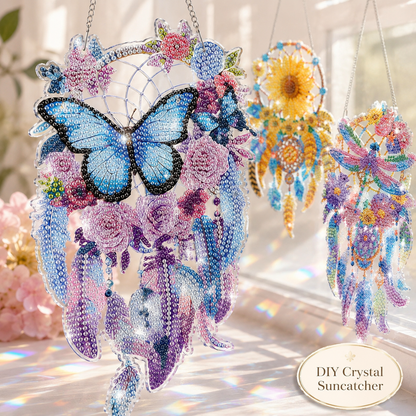 🦋DIY Crystal Dreamcatcher Suncatcher Kit - Sparkling Butterfly & Floral Hanging Window Decor