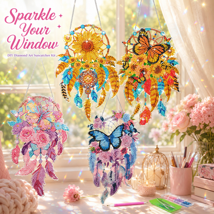 🦋DIY Crystal Dreamcatcher Suncatcher Kit - Sparkling Butterfly & Floral Hanging Window Decor