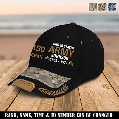 Casquette personnalisée de grade de vétéran de l'armée de l'air américaine, nom et temps de service imprimés en 3D
