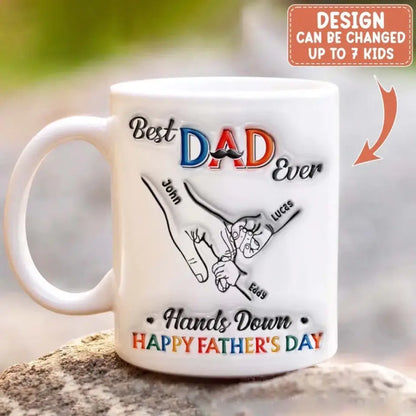 Tasse à café 3D personnalisée pour papa avec enfants - Meilleur papa de tous les temps - Cadeau de fête des pères