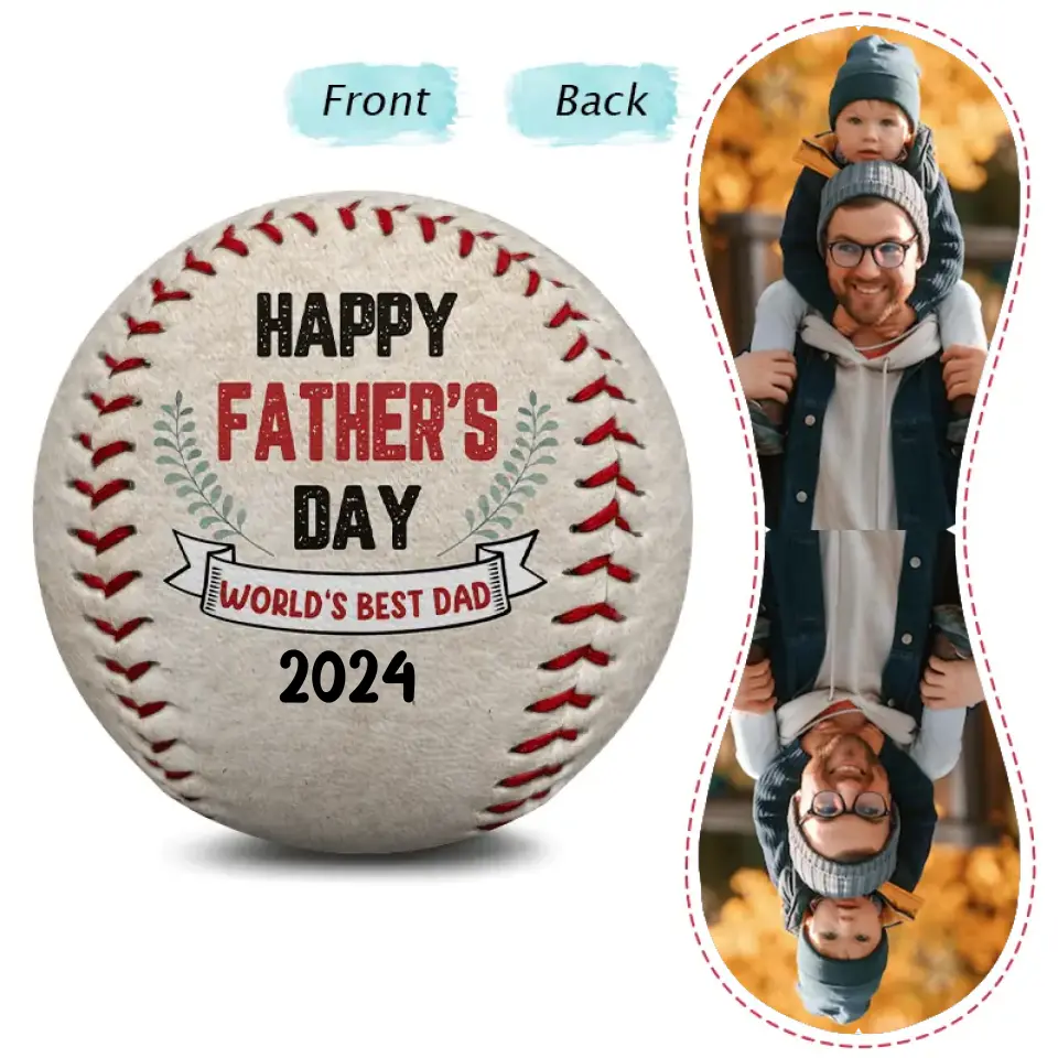 Custom Photo Happy Father's Day - Personalized Baseball