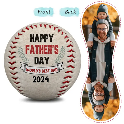 Custom Photo Happy Father's Day - Personalized Baseball