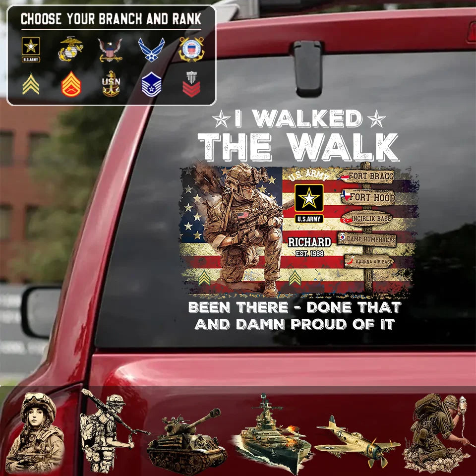 Custom Veteran World Tour Sticker- Personalized Branch, Rank, and Locations