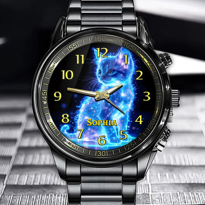 Personalized Ethereal Kitten Cat Watch – Custom Name Design with Celestial Sparkle
