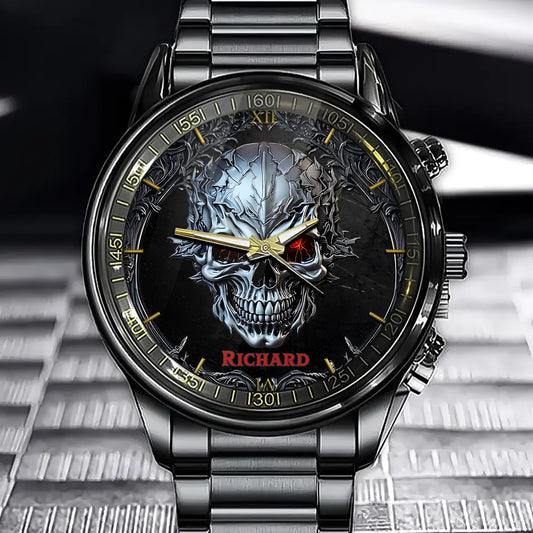 Personalized Infernal Skull Watch - Customizable for Bold Souls with Their Names