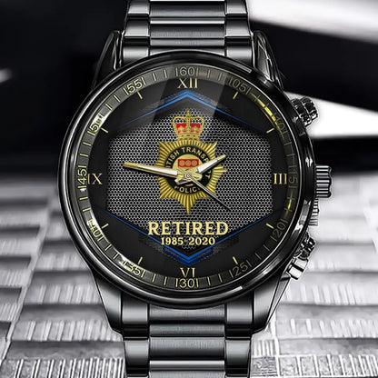 Personalisierte britische Polizei-Uhr im Ruhestand
