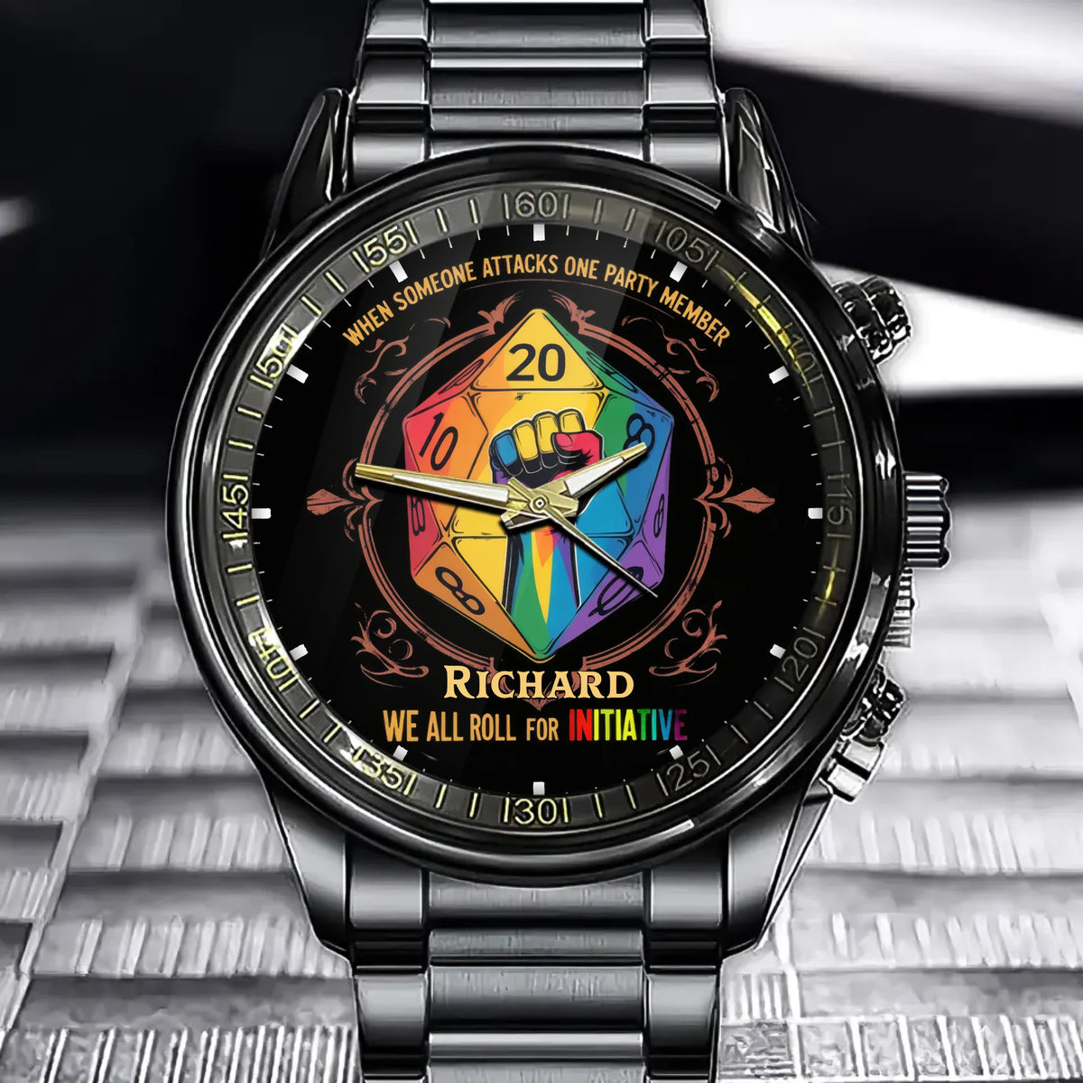 When Someone Attacks One Party Member, We All Roll for Initiative - Custom Pride Watch