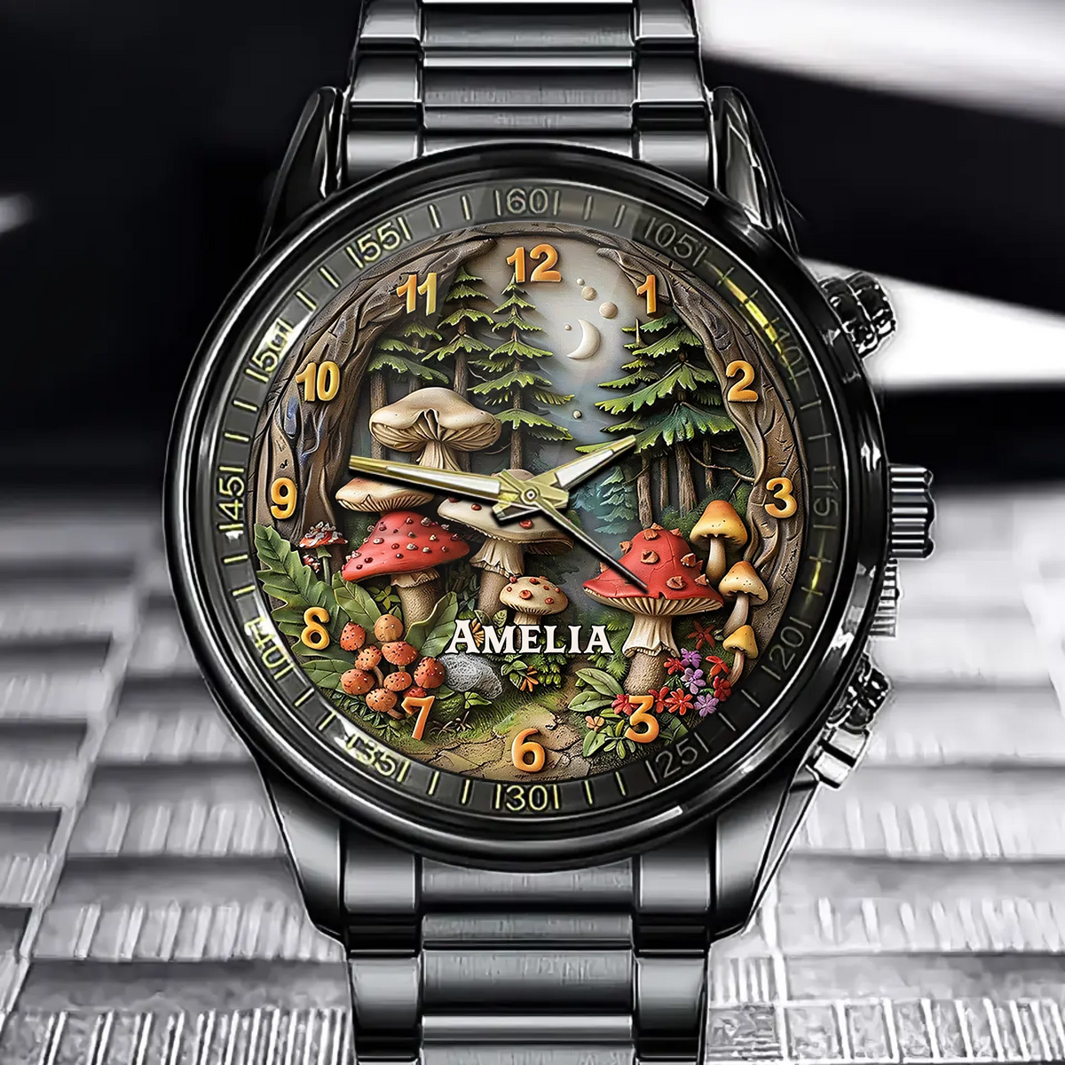 Personalized Magic Mushroom Forest Watch - Add Your Name to Start a Fantasy Adventure