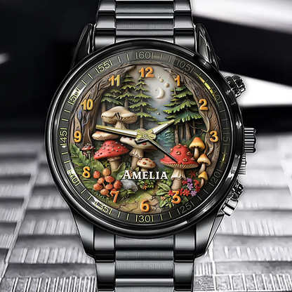 Personalized Magic Mushroom Forest Watch - Add Your Name to Start a Fantasy Adventure