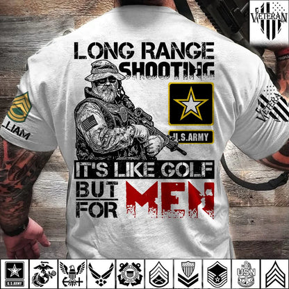 Personalized Long Range Shooting Veteran Shirt - Add Your Military Branch, Rank, and Name