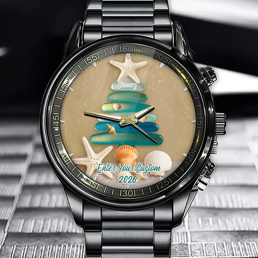 Custom Name Sea Glass Family Tree Watch - Christmas Gift, Family Holiday Gift