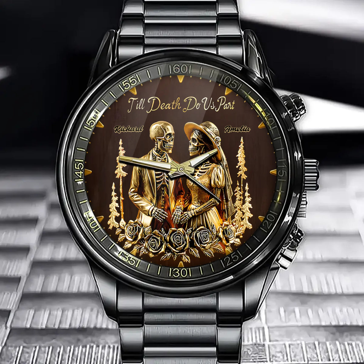 Till Death Do Us Part - Personalized Skeleton Bride Watch, Wedding Gift, Couple Gift, Anniversary Gift