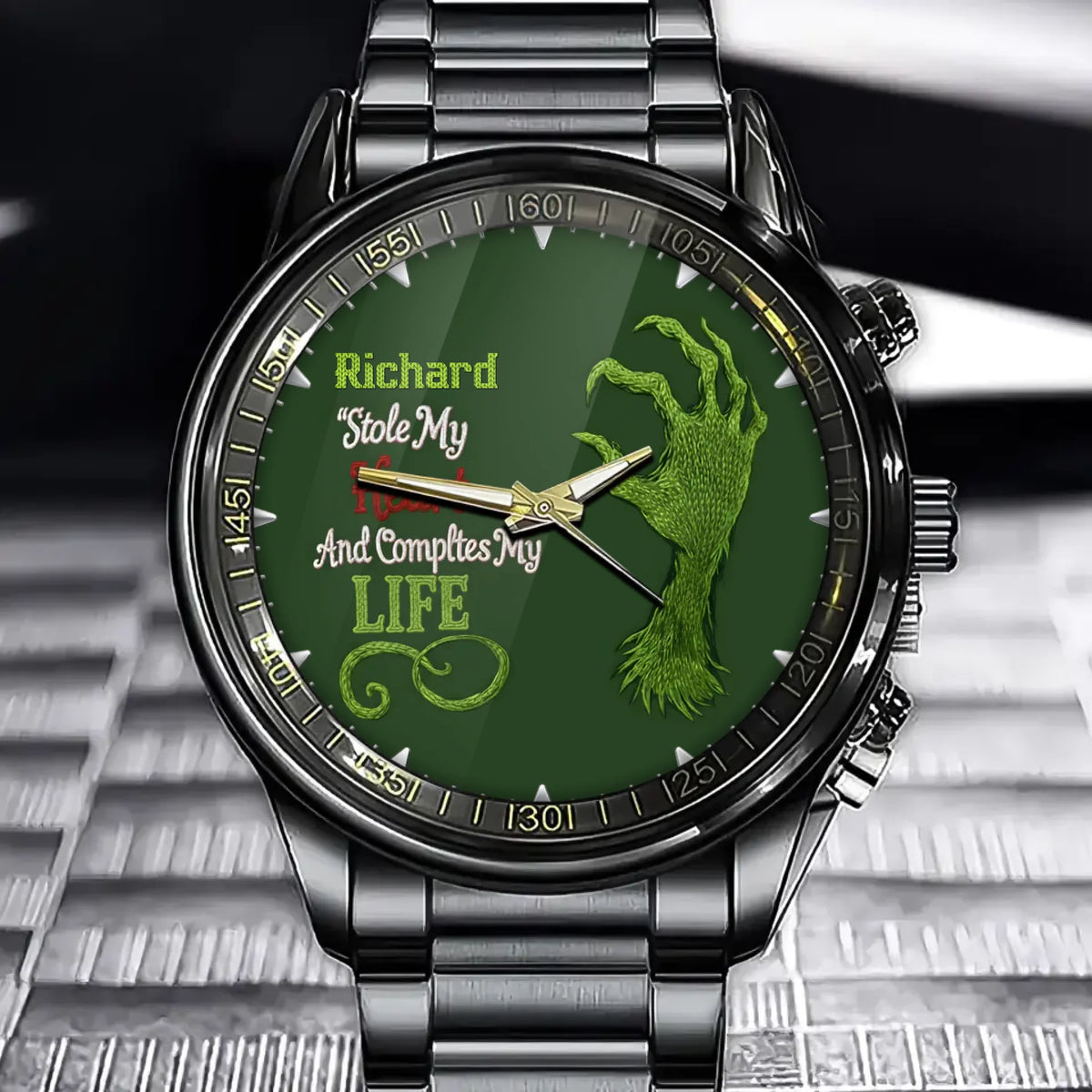 Personalized Christmas Stolen Heart Watch with Custom Name