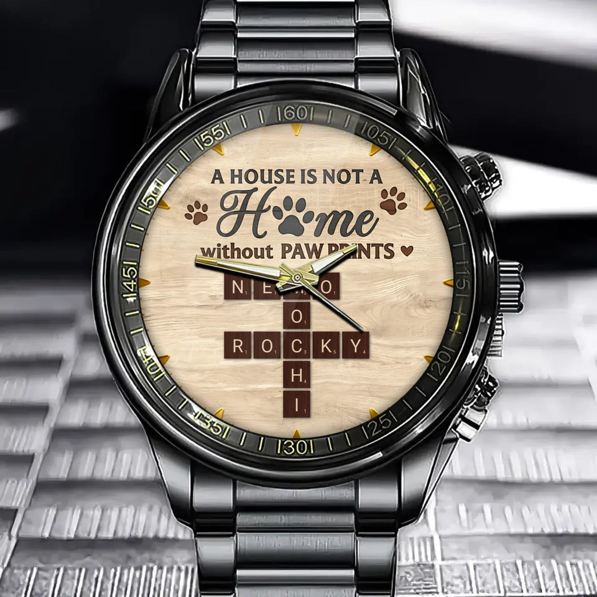 Personalized Pet Lover Watch - Custom Name & "Home with Paw Prints" Design, Perfect Gift for Dog/Cat Owners