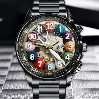 Personalized Sewing Supply Watch - Custom Stylish Craft-Themed Gift