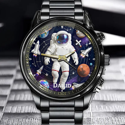 Personalized Space Explorer Watch - Astronaut-Themed, Customizable With Your Name