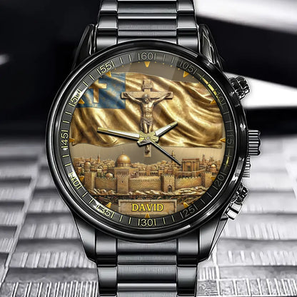 Personalized Christian Holy Land Watch - Jesus, Jerusalem & Your Name - Wear Your Faith