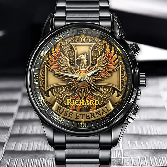 Personalized Golden Rebirth Collector’s Watch – Custom Name with Legendary Phoenix
