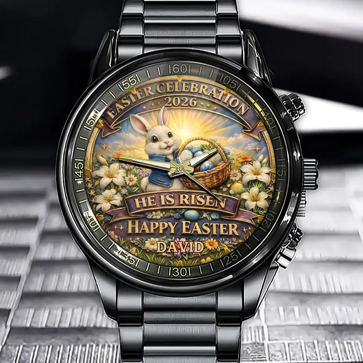 Personalized Easter Bunny Watch With Custom Name - He Is Risen 2026