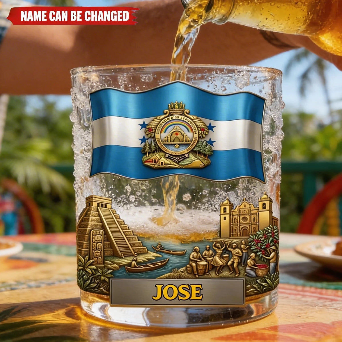 Personalized Honduras Coat Of Arms Whiskey Glass – Custom Name Show National Pride
