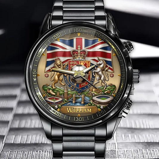 Personalized Royal Football Watch – Custom Name & Flag Edition (Union Jack / England / Scotland)
