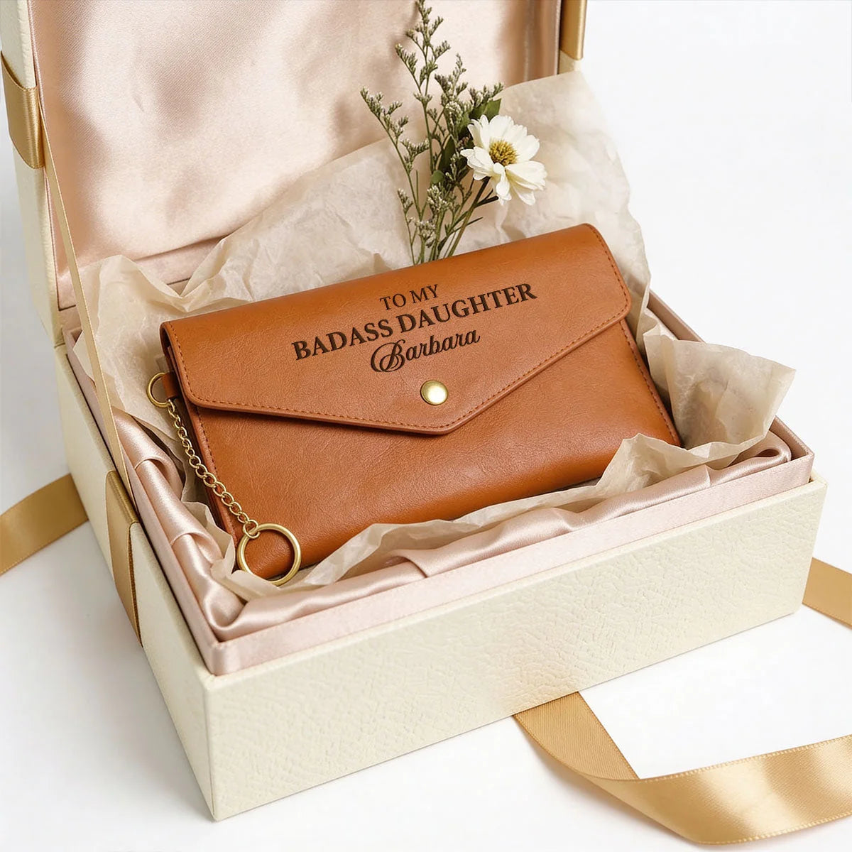 From Mom To Badass Daughter - Personalized Leather Envelope Wallet