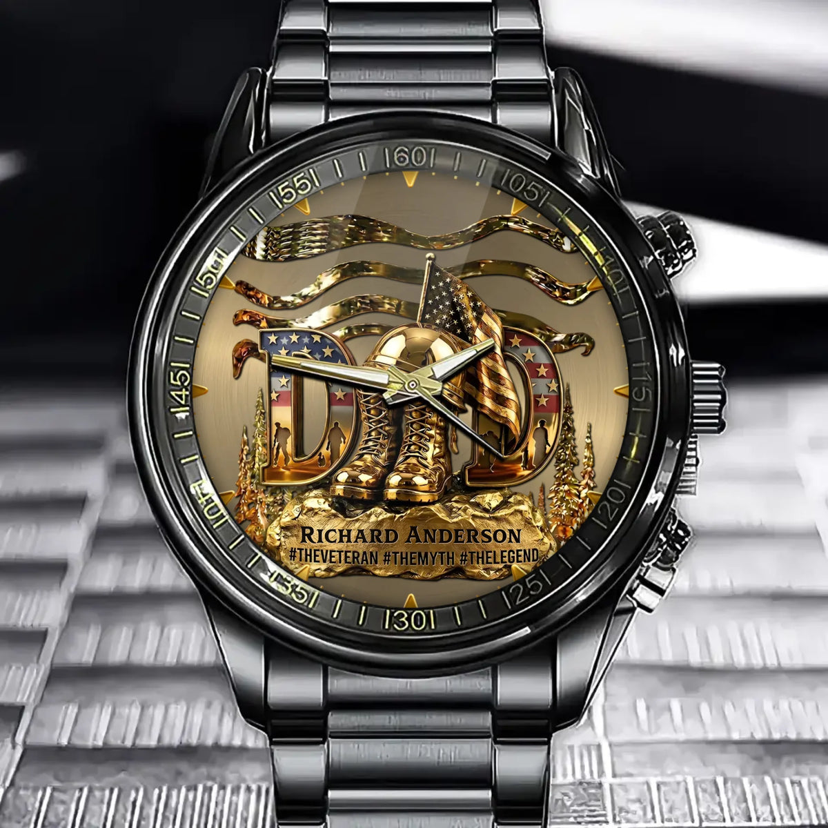 Custom Veteran Dad Watch - Personalized Father's Day Birthday Gifts For Dad, Veteran - The Veteran The Myth The Legend