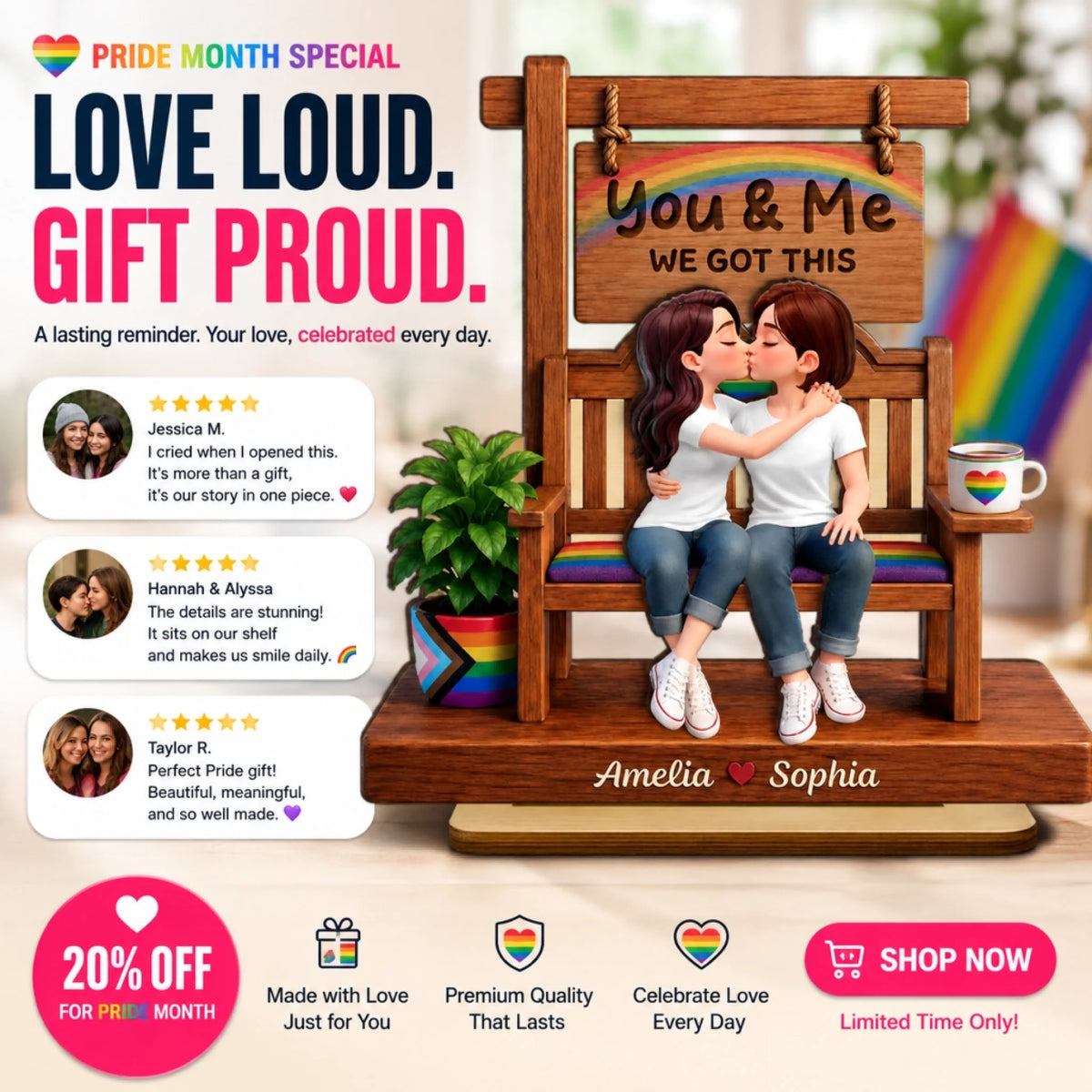 Pride Couple LGBTQ Romantic Love - Personalized 2-L