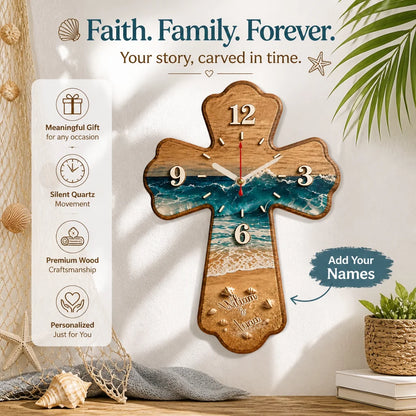 Custom Wooden Cross Wall Clock