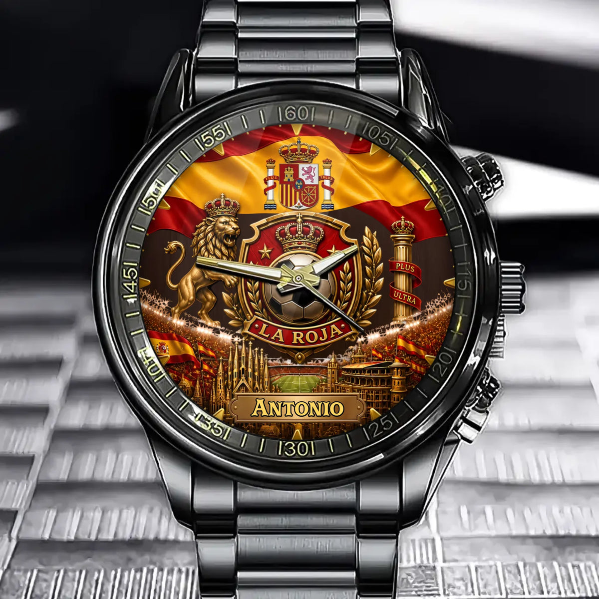 Custom Spain Football Watch - Personalized Name Spanish Pride Gift For Soccer Fans