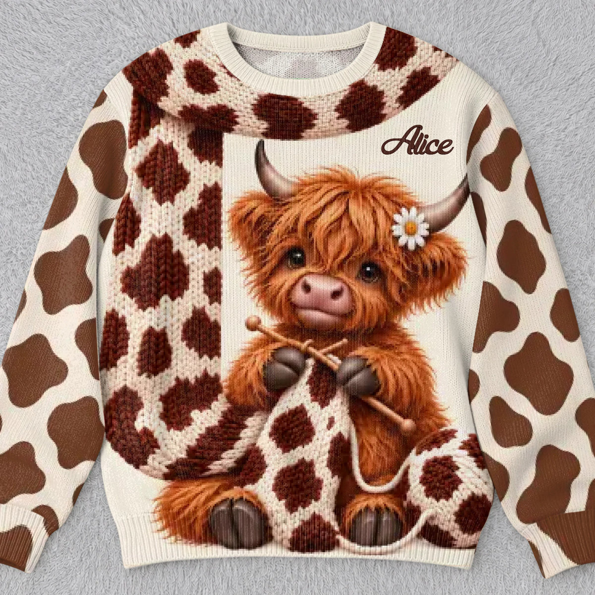 Custom Highland Cow Ugly Sweatshirt - Personalized Christmas Gifts For Cow Lovers - Cozy, Cute & Moo-velous