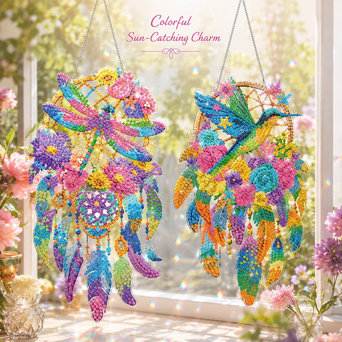 🦋DIY Crystal Dreamcatcher Suncatcher Kit - Sparkling Butterfly & Floral Hanging Window Decor