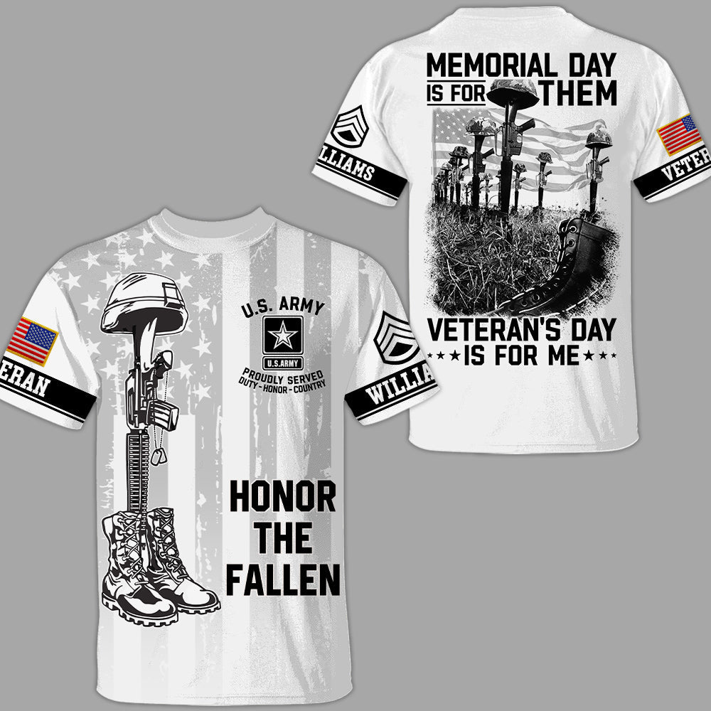 T-shirt personnalisé à imprimé intégral Le Memorial Day est pour eux Le jour des anciens combattants est pour moi Polo pour vétéran