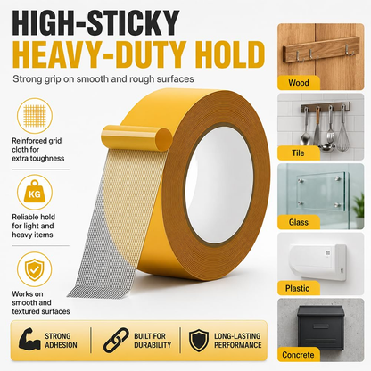 Waterproof Grid Double-Sided Tape - Heavy-Duty Mesh Mounting Tape For Home, Rugs & DIY