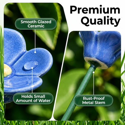 Garden Bee Water Cups - Flower-Shaped Bee & Butterfly Watering Stations For Outdoor Garden Decor