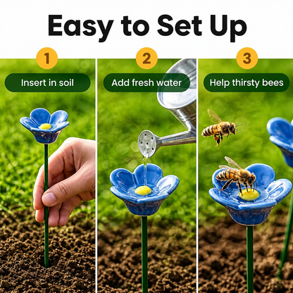 Garden Bee Water Cups - Flower-Shaped Bee & Butterfly Watering Stations For Outdoor Garden Decor