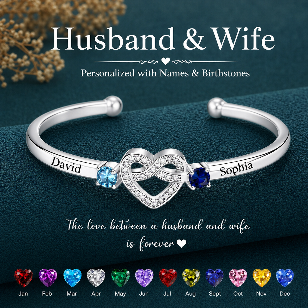 Together Forever -Personalized Couple Birthstone Bracelet
