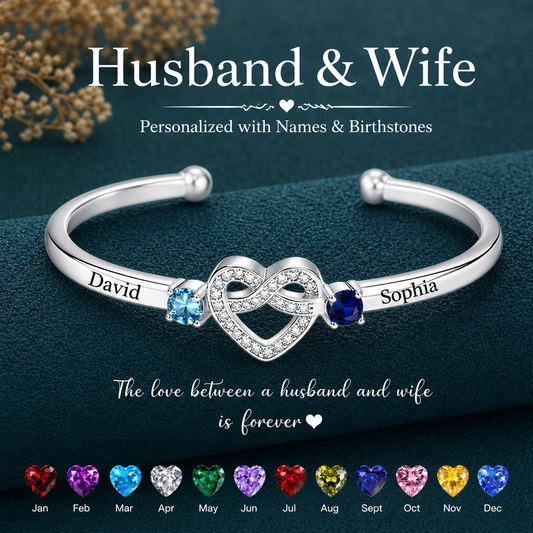 Together Forever -Personalized Couple Birthstone Bracelet