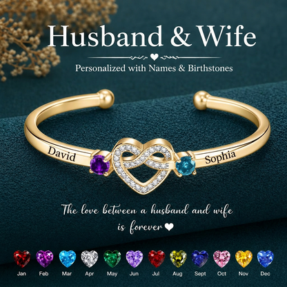 Together Forever -Personalized Couple Birthstone Bracelet