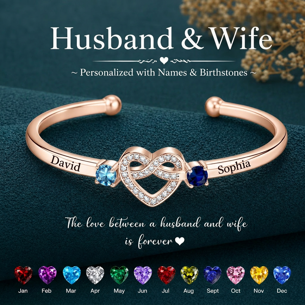 Together Forever -Personalized Couple Birthstone Bracelet