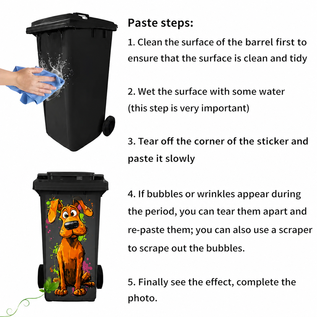 Outdoor Trash Can Sticker - Funny Animal Bin Decal For Yard & Garden Decor