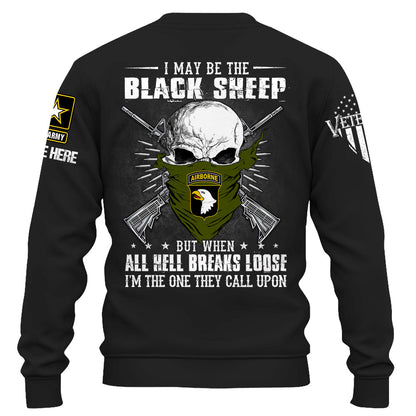T-shirt personnalisé Je suis peut-être le mouton noir, mais quand l'enfer se déchaîne, t-shirt personnalisé pour les vétérans