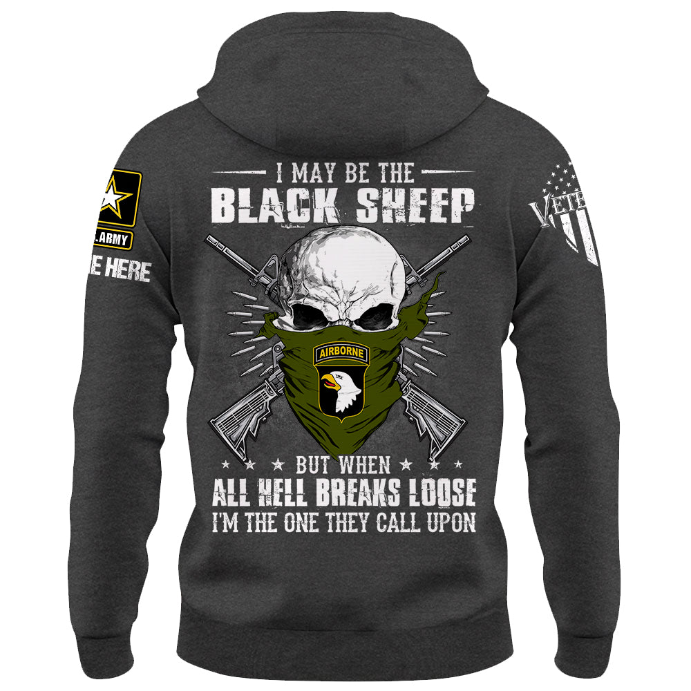 T-shirt personnalisé Je suis peut-être le mouton noir, mais quand l'enfer se déchaîne, t-shirt personnalisé pour les vétérans