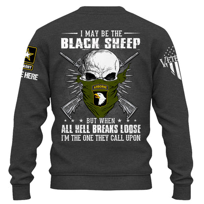 T-shirt personnalisé Je suis peut-être le mouton noir, mais quand l'enfer se déchaîne, t-shirt personnalisé pour les vétérans