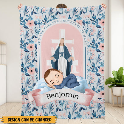 Geschützt durch Mary Babydecke - personalisierte Decke
